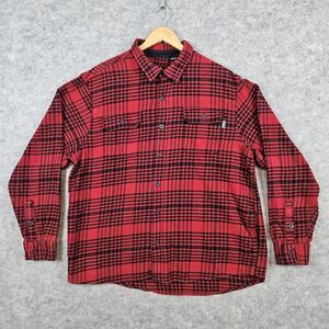 Woolrich Men's Red & Black Plaid Shirt Jacket Size XXL Heavy Shacket 100% Cotton